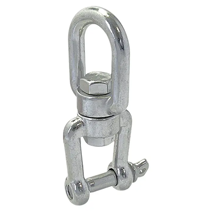 Wirbelschäkel - Durchmesser Bolzen: 8 mm, Bruchlast: 2.000 kg, Auge-Gabel, Edelstahl, A4 - Diagonale Ansicht