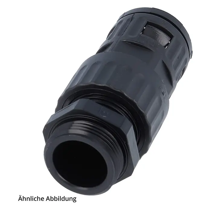 FLEXA FVGZ Schnellverschraubung gerade Gewinde PG13,5x1,41 für | 21,2 -  - Schwarze Kunststoff-Kabelverschraubung mit Gewindeanschluss und flexibler Zugentlastung.