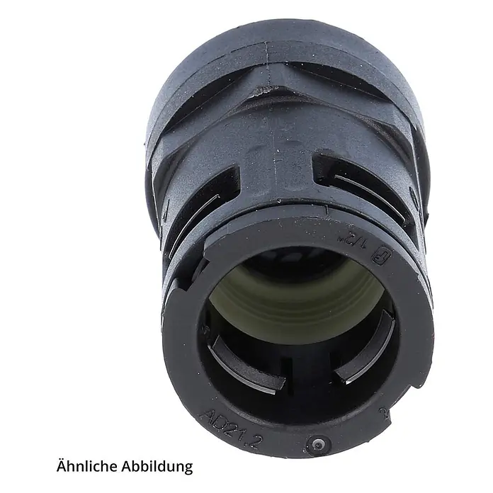 FLEXA RQGKZ-M Schnellverschraubung gerade Gewinde M25x1,5 für | 28,5 -  - Schwarzer Kunststoff-Wellrohrverbinder, markiert mit AD21.2 und G 1/2".