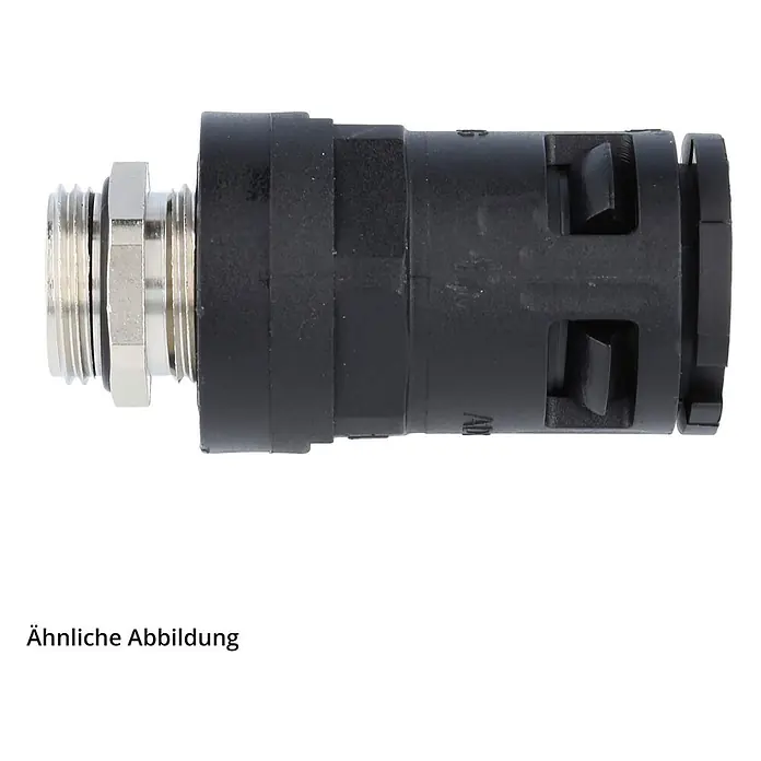 FLEXA RQGKZ-M Schnellverschraubung gerade Gewinde M25x1,5 für | 28,5 -  - Schwarzer Kunststoff-Schlauchverbinder mit metallischem Gewindeanschluss.