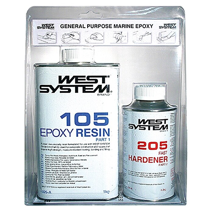West System Epoxyharsset A-Pack (Met verharder 205, 1,2 kg)