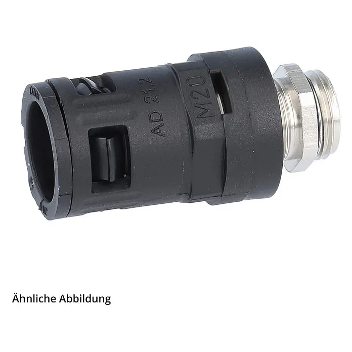 FLEXA RQGKZE-M Schnellverschraubung gerade Gewinde M25x1,5 für | 21,2 -  - Schwarze Kabelverschraubung/Rohrverschraubung mit metallischem M20-Gewinde.