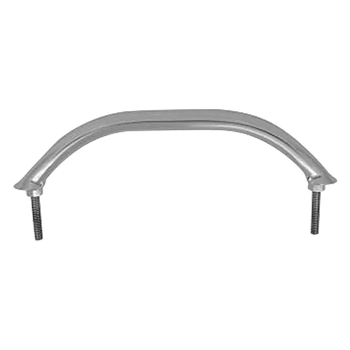 Marinetech Handlauf - 300 mm, Edelstahl, A2 - Ein silberner, gebogener Haltegriff mit Gewindebolzen, ideal für Badezimmer oder Boote, bietet sicheren Halt und stilvolle Optik.