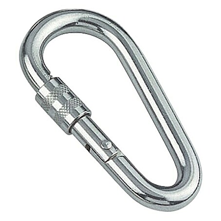 Karabinerhaken mit Sicherheitsmutter (Ø x L: 8 x 60 mm, Bruchlast: 540 kg, Edelstahl, A4)
