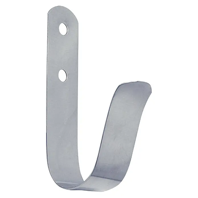 Bootshakenhalter - 100 x 25 mm, Edelstahl, A2 - Metallhaken zur Wandbefestigung mit zwei Löchern und abgerundeter Spitze.