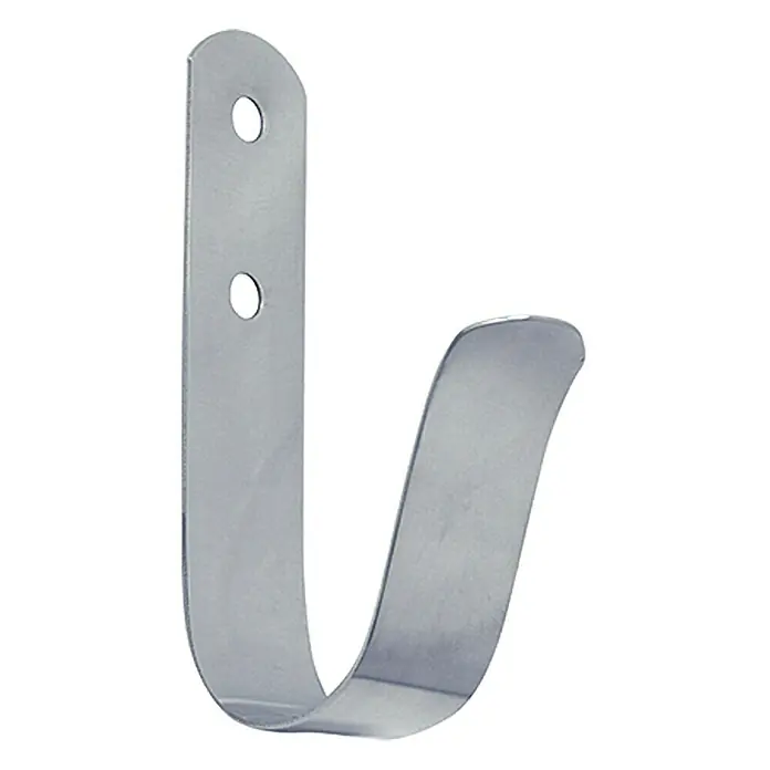 Bootshakenhalter - 100 x 25 mm, Edelstahl, A2 - Metallhaken zur Wandbefestigung mit zwei Löchern und abgerundeter Spitze.