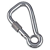 Karabinerhaken mit Sicherheitsmutter und Kausche (Ø x L: 8 x 80 mm, Bruchlast: 728 kg, Edelstahl, A4)