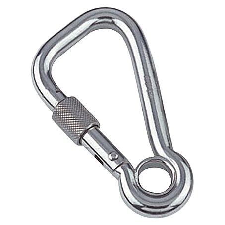 Marinetech Karabinerhaken mit Sicherheitsmutter und Kausche (Ø x L: 8 x 80 mm, Bruchlast: 640 kg, Edelstahl, A4)