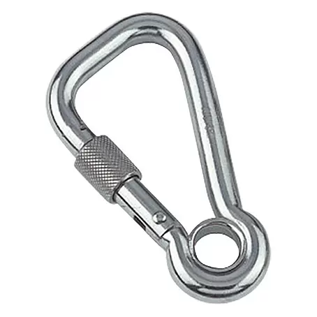 Karabinerhaken mit Sicherheitsmutter und Kausche