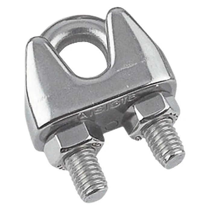Marinetech Drahtseilklemme - Seildurchmesser: 3 mm, Gewinde M3, A4 Stahl, 5 Stk., Silber - Diagonale Ansicht