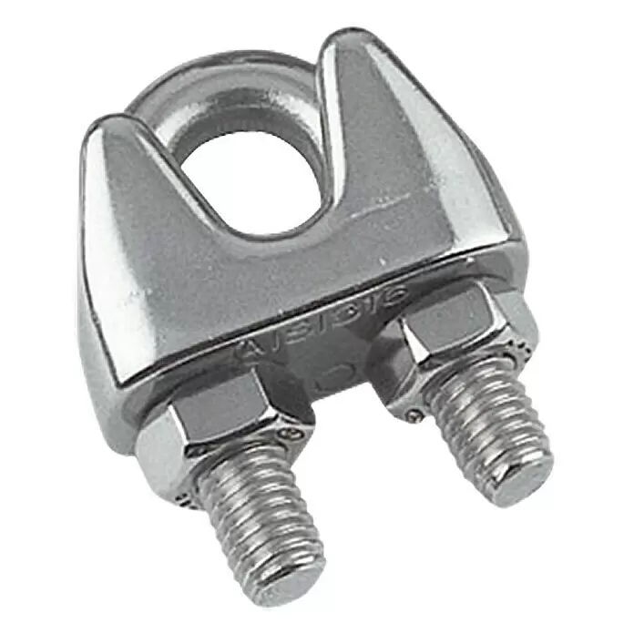 Marinetech Drahtseilklemme - Seildurchmesser: 4 mm, Gewinde M6, A4 Stahl, 3 Stk., Silber