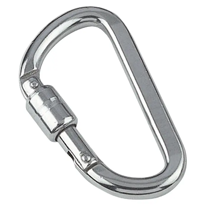 Karabinerhaken mit Springverschluss - Ø x L: 8 x 80 mm, Bruchlast: 900 kg, Edelstahl, A4 - Diagonale Ansicht