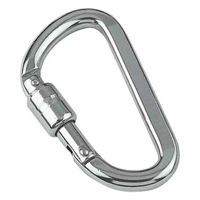 Karabinerhaken mit Springverschluss - Ø x L: 8 x 80 mm, Bruchlast: 900 kg, Edelstahl, A4