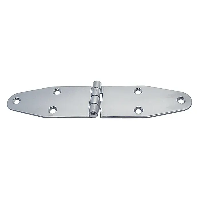 Marinetech Scharnier - L x B: 180 x 40 mm, Stahlsorte: A2 - Bild einer Bootsklappe mit zwei Flügeln, die durch ein zylindrisches Scharnier verbunden sind, das für eine reibungslose Drehung sorgt.