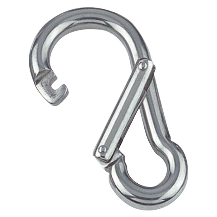 Karabijnhaak (Met speciale sluiting, Diameter: 10 mm, Lengte: 100 mm, Roestvrij staal, A4, Gepolijst)