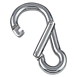 Karabinerhaken (Mit Spezialverschluss, Durchmesser: 8 mm, Länge: 80 mm, Edelstahl, A4, Poliert)