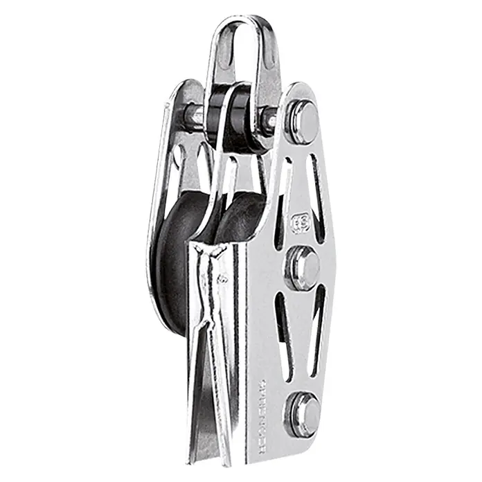 Sprenger Niederholerblock - 6 mm, 2 Rollen, Mit V-Klemme, Gleitlager, Hundsfott - Diagonale Ansicht
