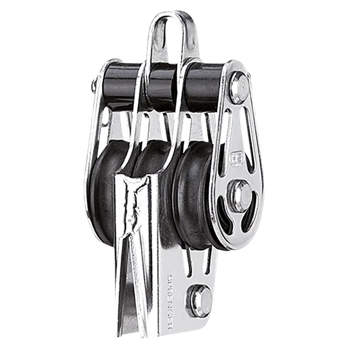 Sprenger Niederholerblock - 6 mm, 3 Rollen, Mit V-Klemme, Gleitlager, Hundsfott - Diagonale Ansicht