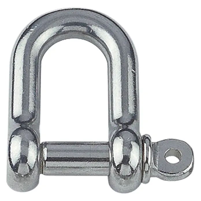 Marinetech Schäkel - Rund, kurz, Durchmesser Bolzen: 8 mm, Bruchlast: 2.000 kg, Edelstahl, Silber - Vorderansicht