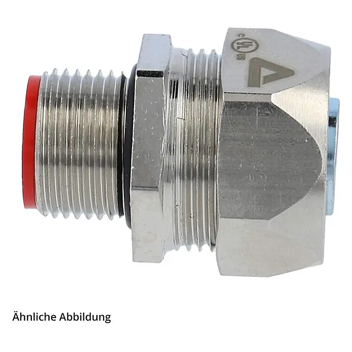 FLEXA EG-M Metallverschraubung gerade Gewinde M20x1,5 für | 21,0 -  - Silberfarbener Metall-Gewindeanschluss mit rotem und schwarzem O-Ring, mit cULus-Zertifizierung.