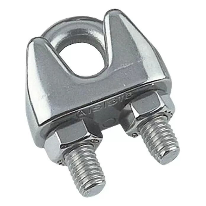 Marinetech Drahtseilklemme - Seildurchmesser: 5 mm, Gewinde M6, A4 Stahl, 1 Stk., Silber