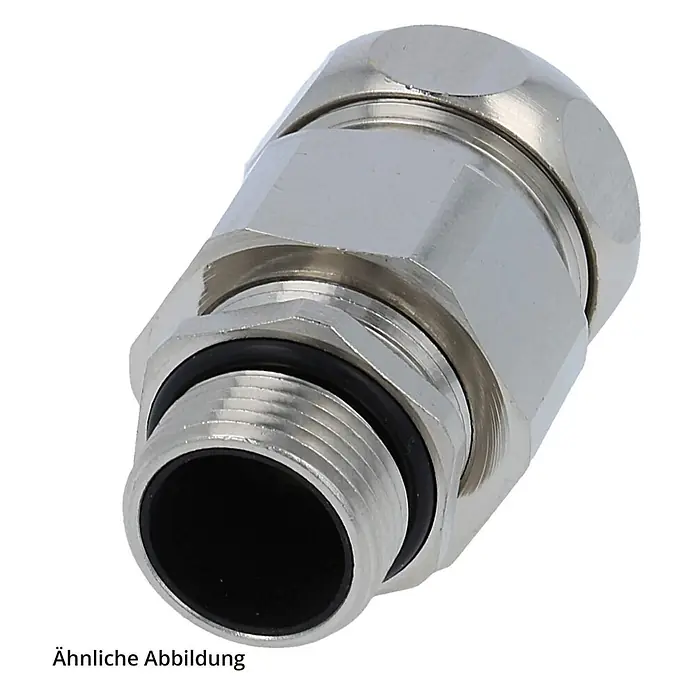 FLEXA USZ-M Metallverschraubung gerade Gewinde M50x1,5 für | 37,0 -  - Metallische Kabelverschraubung mit Gewinde und schwarzem O-Ring.