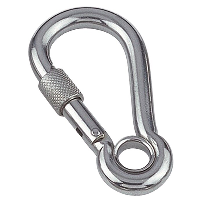 Karabinerhaken (Ø x L: 13 x 80 mm, Bruchlast: 1.400 kg, Edelstahl, A4)