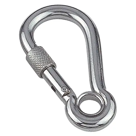 Karabinerhaken mit Sicherheitsmutter und Kausche