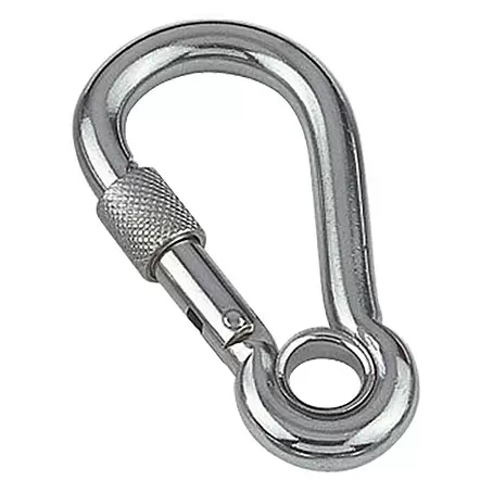 Karabinerhaken mit Sicherheitsmutter und Kausche