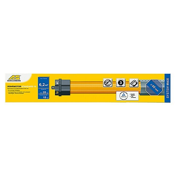 Schellenberg Motor tubular (Superficie de persiana arrollable máx.: 6,2 m² para persianas de plástico, Longitud de instalación: 500 mm, Fuerza de tracción: 25 kg)