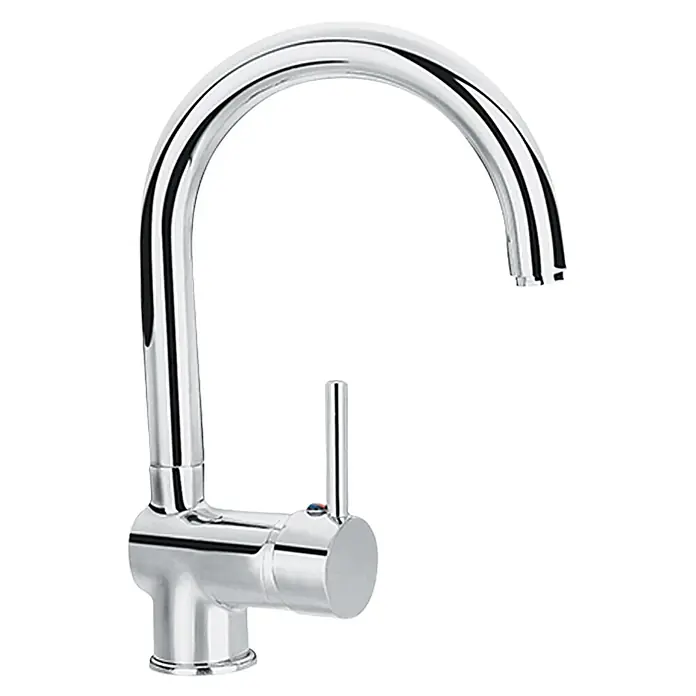 Camargue Spültischarmatur Palma - Chrom, Glänzend, Schwenkbar - Glänzender Chrom-Einhebelmischer mit geschwungenem Auslauf und schlankem Hebel für moderne Küchen und Bäder.