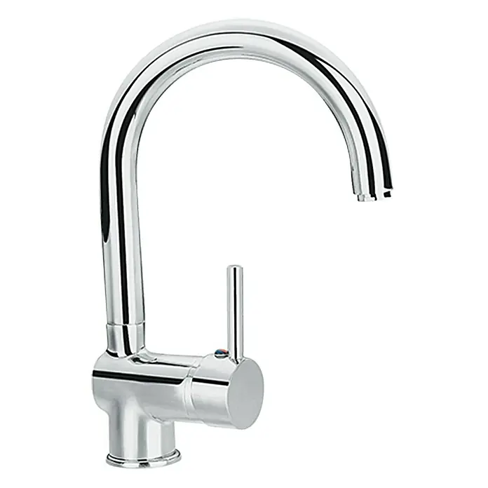 Camargue Spültischarmatur Palma - Chrom, Glänzend, Schwenkbar - Glänzender Chrom-Einhebelmischer mit geschwungenem Auslauf und schlankem Hebel für moderne Küchen und Bäder.