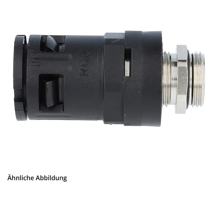 FLEXA RQGKZ-M Schnellverschraubung gerade Gewinde M32x1,5 für | 34,5 -  - Schwarze Kunststoff-Wellrohrverschraubung mit metallischem Gewindeanschluss.