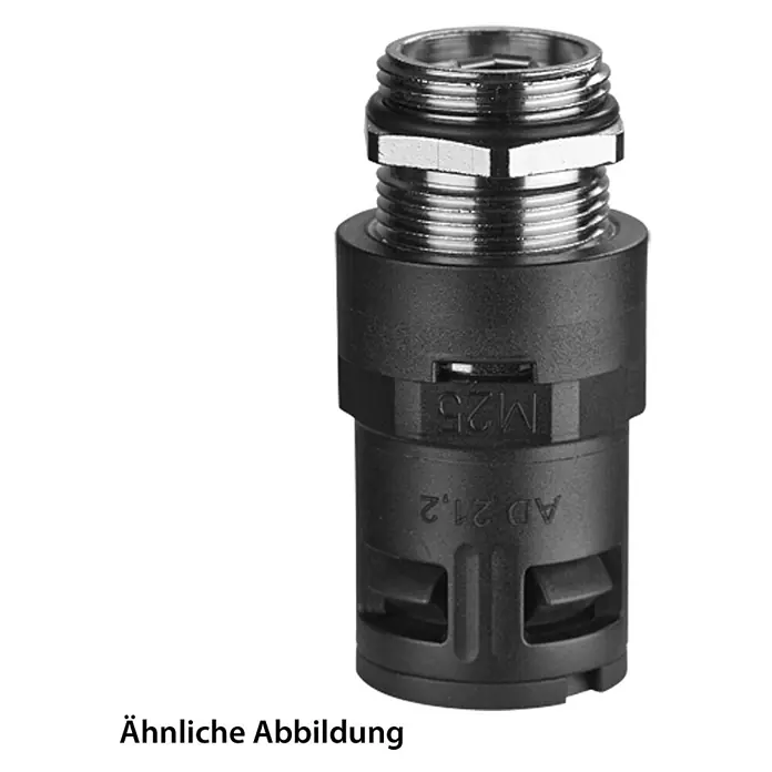 FLEXA RQGKZED-M Schnellverschraubung gerade Gewinde M20x1,5 für | 15,8 -  - Schwarzer Kunststoff-Kabelverschraubung mit Metallgewinde M25 und Kennzeichnung AD 21,2.