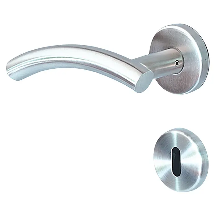 Portaferm WC-Drückergarnitur Design - Edelstahl - Türbeschlag-Set aus Edelstahl mit Griff und Schlüssellochabdeckung für Innentüren. Eleganter und moderner Look.