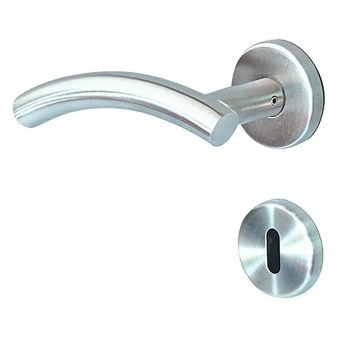 Portaferm WC-Drückergarnitur Design - Edelstahl - Türbeschlag-Set aus Edelstahl mit Griff und Schlüssellochabdeckung für Innentüren. Eleganter und moderner Look.