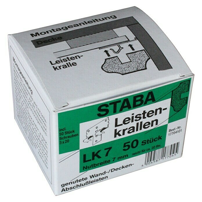 Staba Leistenkrallen LK 750 Stk., Passend für: LOGOCLIC Deckenabschlussleisten Left Side View