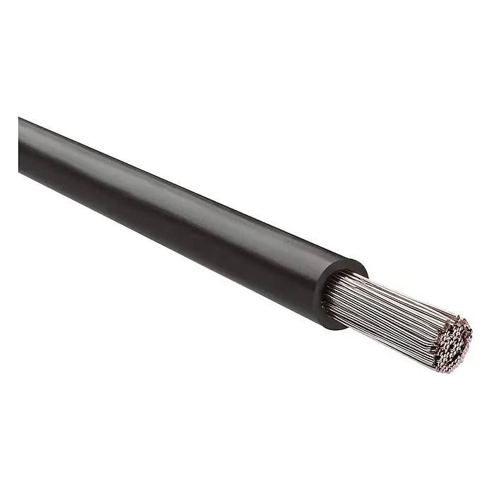 HELU KABEL FÜNFNORM 1X6 mm² AWG10 BK - schwarz - Schwarzes Elektrokabel mit freiliegendem, mehradrigem Kupferleiter.