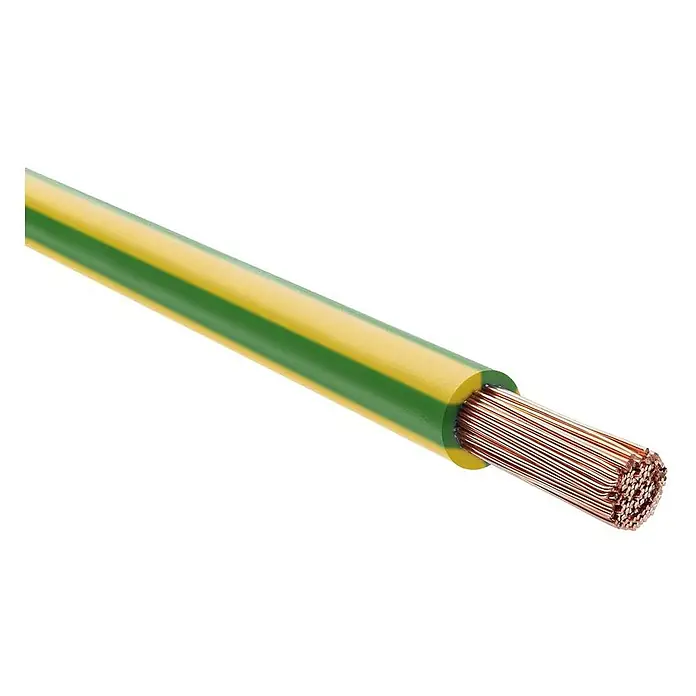 HELU KABEL (H)07V-K (X07V-K) 1X16 mm² YE - gelb - Grün-gelbes elektrisches Erdungskabel mit freiliegenden Kupferlitzen.