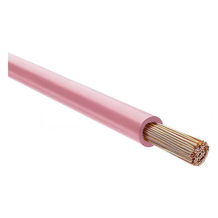 HELU KABEL H07V-K 1X6 mm² PK - rosa - Rosa isoliertes Elektrokabel mit freiliegenden Kupferlitzen.