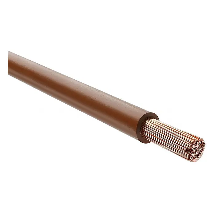 HELU KABEL H07V-K 1X25 mm² BN - braun - Braunes isoliertes Elektrokabel mit freiliegendem Litzen-Kupferleiter.