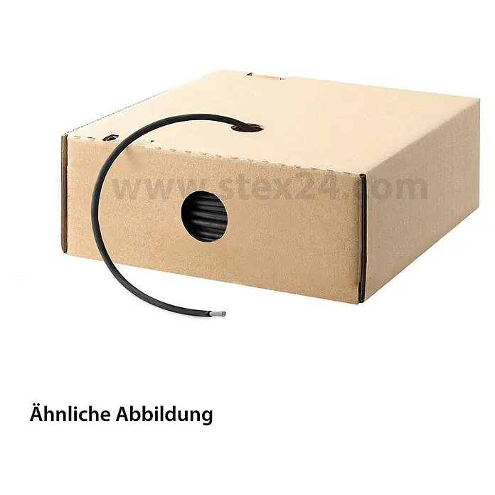 HELU KABEL FÜNFNORM 1X1 mm² AWG18 BK - schwarz - Schwarzes Kabel in brauner Spenderbox.