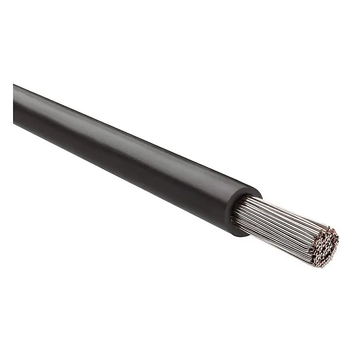HELU KABEL FÜNFNORM 1X70 mm² AWG00 BK - schwarz - Schwarzes isoliertes Elektrokabel mit freiliegenden Kupferlitzen.