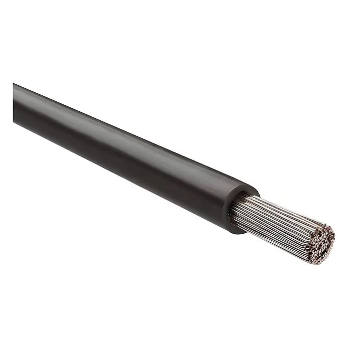 HELU KABEL FÜNFNORM 1X50 mm² AWG1 BK - schwarz - Schwarzes Elektrokabel mit freiliegendem mehrdrähtigem Leiter.