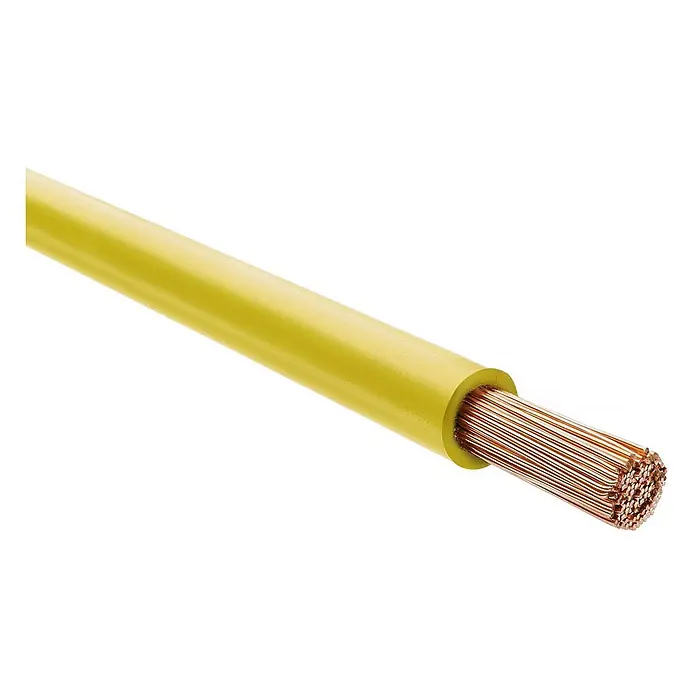 HELU KABEL (H)07V-K (X07V-K) 1X6 mm² YE - gelb - Gelb isoliertes Elektrokabel mit freiliegenden Kupferlitzen.