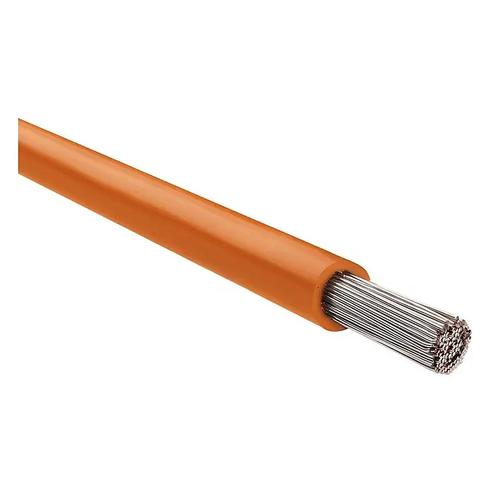 HELU KABEL FÜNFNORM 1X4 mm² AWG12 OG - orange - Orange isoliertes Elektrokabel mit freiliegenden Litzen aus Metall.