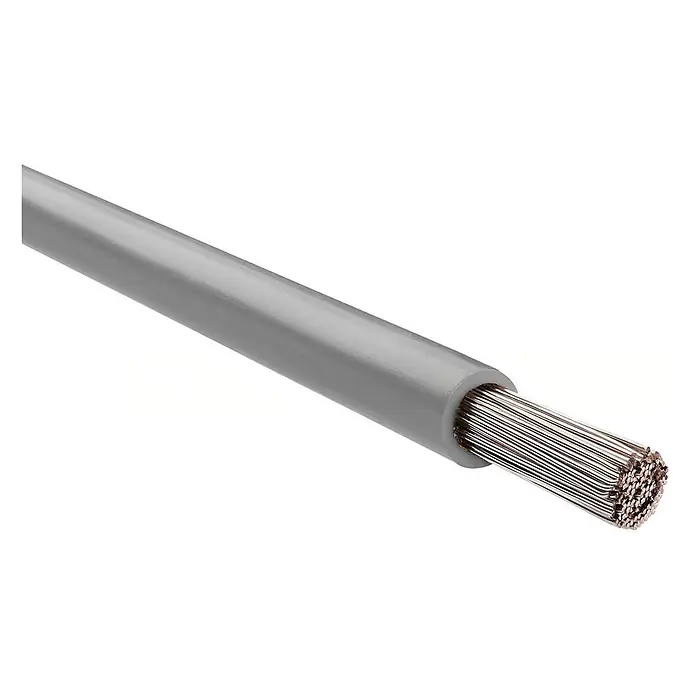 HELU KABEL FÜNFNORM 1X6 mm² AWG10 GY - grau - Graues Elektrokabel mit freigelegten mehradrigen Kupferleitern.