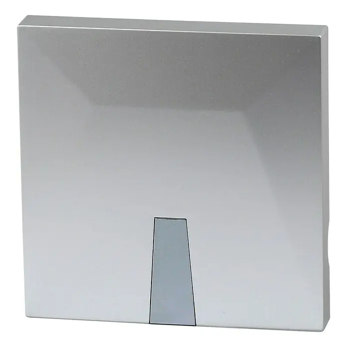 Heidemann Mehrklang-Gong Melodica - 32 x 130 x 130 mm, 55 dB - 90 dB, Silber, Kunststoff - Silberner quadratischer Handtuchspender für Badezimmer. Der Spender ist modern und hat eine glatte Oberfläche mit einem schmalen Schlitz.
