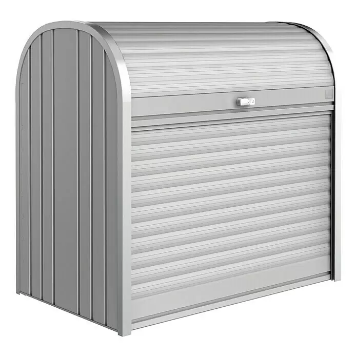 Biohort StoreMax Garten-Aufbewahrungsbox StoreMax 120 - Silber Metallic, Stahl - Linke Seitenansicht