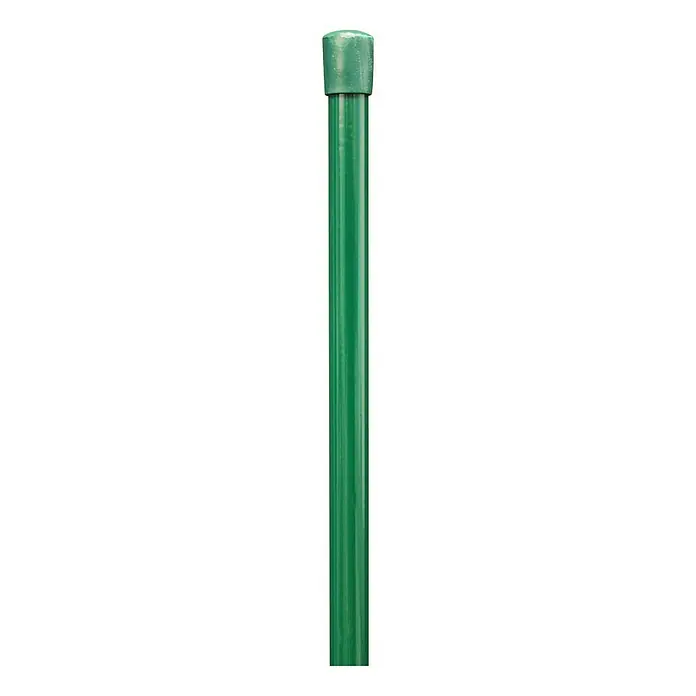 Alberts Geflechtspannstab - 10 mm x 85 cm, Grün - Nahaufnahme einer grünen Pflanzenstütze mit grüner Kappe oben. Perfekt für den Garten.